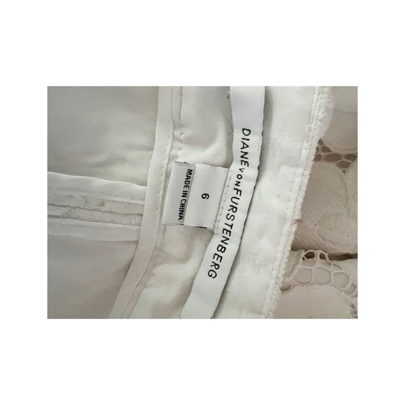 Diane Von Furstenberg White Floral Lace Applicate Authentic Shorts Mini Size 6 - Picture 5 of 7